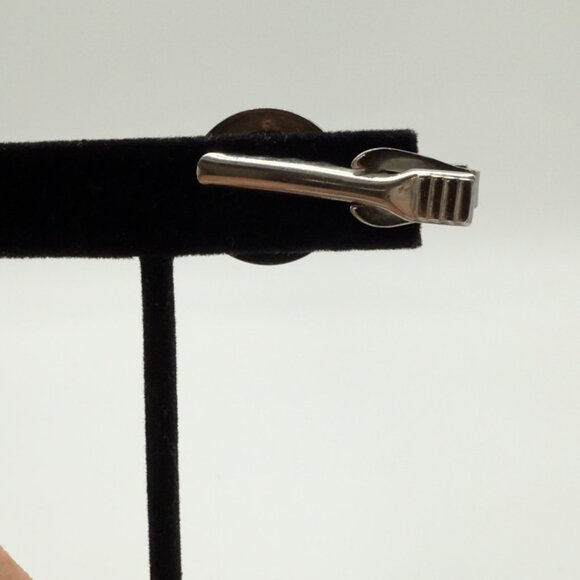 Vtg Silver Tone Horse Head Intaglio Tie Bar Clasp Clip Reverse Painted Glass - Picture 3 of 9